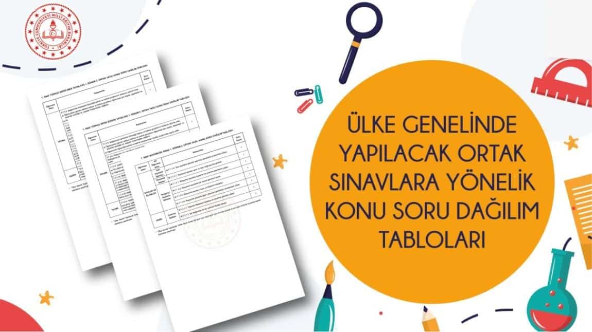 ÜLKE GENELİNDE 7. SINIFLAR İÇİN YAPILACAK ORTAK SINAVLARA YÖNELİK KONU SORU DAĞILIM TABLOLARI YAYIMLANDI.